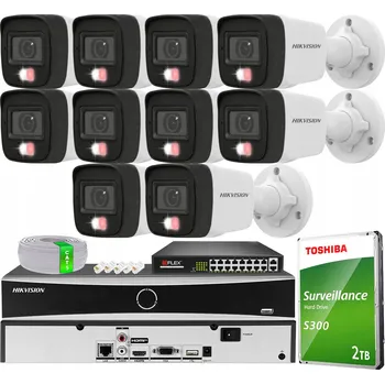 Bezpečnostní kamera Sada monitoringu pro 10 kamer 4MPx Hikvision Hybrid Light PoE s mikrofonem