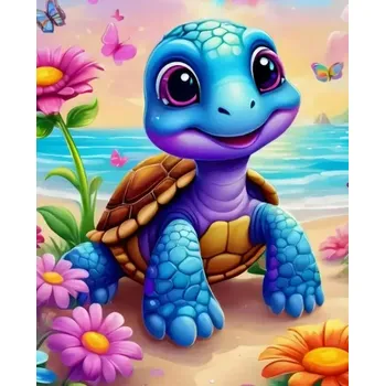 Diamantové malování Diamantové malování - Želvička na pláži
