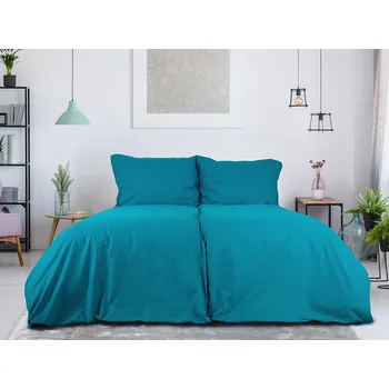 Povlečení B.E.S. - Petrovice, s.r.o. Povlečení BAVLNA Jednobarevné uzavírání ZIP - Tyrkysová Rozměr: 140 x 220 + 70 x 90