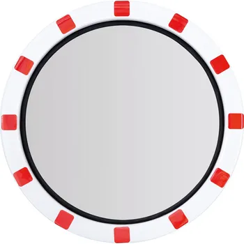 Bezpečnostní zrcadlo Dopravní zrcadlo z akrylového skla, červenobílý reflexní plastový rám, Ø 600 mm