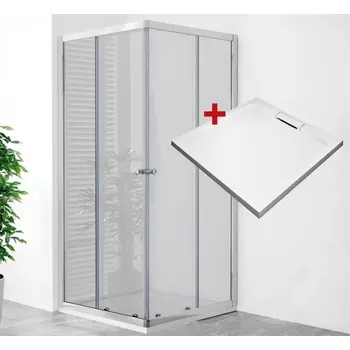 POINT Q HARD 90 Clear Čtvercový sprchový kout s mramorovou vaničkou