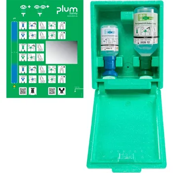 Lékárnička Nástěnný box na výplach očí, s víkem, 1x 500 ml roztok kuchyňské soli a 200 ml pH neutrální roztok