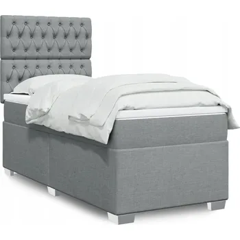 Postel Čalouněná jednolůžková postel VidaXL 90x200 cm, odstíny šedé