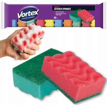 Kuchyňské Houbičky Vortex na mytí nádobí, oboustranné, vlnité, 10 Kusů
