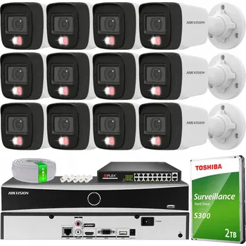 Bezpečnostní kamera Monitorovací sada pro 12 kamer 4MPx Hikvision Hybrid Light PoE s mikrofonem