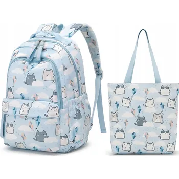 Školní batoh K&M s více přihrádkami, modrý, vícebarevný