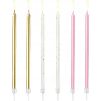 Dortová svíčka SVÍČKY MIX BAREV 6 Ks DEKORATIVNÍ NA DORT