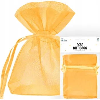 Obraz ŽLUTÉ ORGANZOVÉ SÁČKY IDEÁLNÍ NA DÁREK, SVATBA, NAROZENINY, PŘIJÍMÁNÍ – 10 Ks