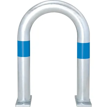 Zábradlí Protinárazový ochranný oblouk z oceli, zinkovaný, šířka 360 mm, modré pruhy, k přišroubování