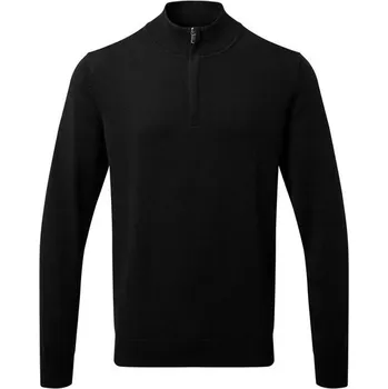 Pánský svetr Asquith & Fox Pánský svetr s 1/4 zipem - Černá | S