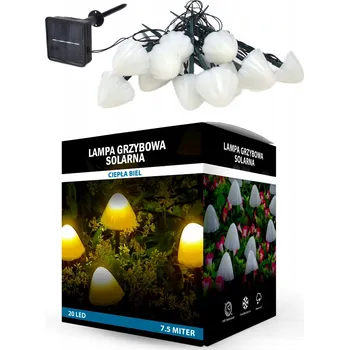 Venkovní osvětlení Solární zahradní lampa Hříbek LED, 20 LED, 7,5 m, teplá bílá