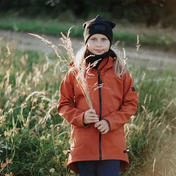 Dětský terakota softshellový oversize kabátek Velikost: 110/116