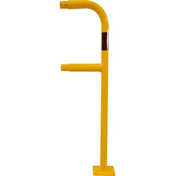 Zábradlí Ochranné zábradlí - koncový díl, Ø 48 mm, žluté s výstražnými pruhy, v 1000 mm, k přišroubování