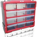 Organizér - skříňka plastová, 12 šuplíků, červená - MAGG 120297