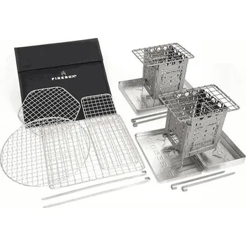 Turistický vařič Firebox Outdoors Set 2x titanový DŘÍVKÁČ Firebox FREESTYLE + velká sada příslušenství Everything Kit - TWO STOVES (8 PANELS)