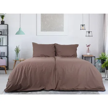 Povlečení B.E.S. - Petrovice, s.r.o. Povlečení BAVLNA Jednobarevné uzavírání ZIP - Hnědá Rozměr: 140 x 220 + 70 x 90