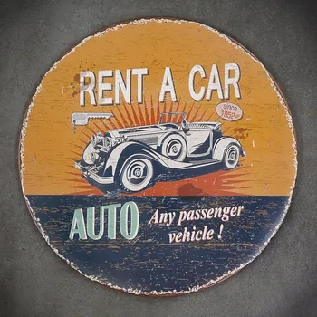Obraz Dekorativní kovová cedule PŮJČOVNA AUT