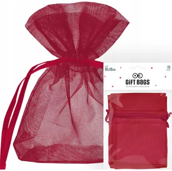 Obraz ORGANZOVÉ SÁČKY BURGUNDOVÉ IDEÁLNÍ JAKO SVATBA DÁREK , NAROZENINY, PŘIJÍMÁNÍ 10 Ks