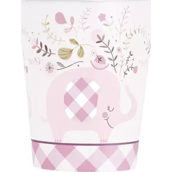 Party dekorace Papírové kelímky Sloník s květinami růžový