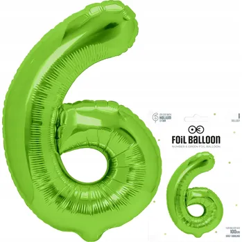 Balónek FÓLIOVÝ BALÓN ČÍSLICE ŠEST 6 VELKÝ ZELENÝ BALÓN NA HELIUM 100 cm