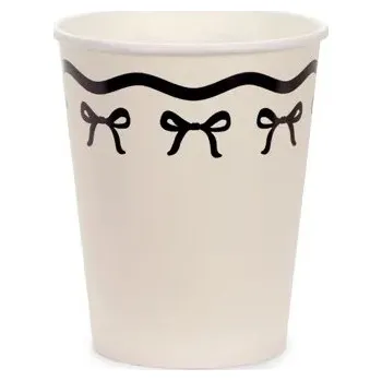 Party nádobí PartyDeco Papírové sklenice - Mašličky 220 ml