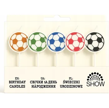 Dortová svíčka Narozeninové svíčky "Fotbalové emoce" Sada 5 ks