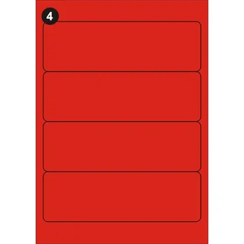 Samolepící etiketa Samolepící etikety 192x61 mm, A4 - červené FOPRINT ( balení 20 listů)