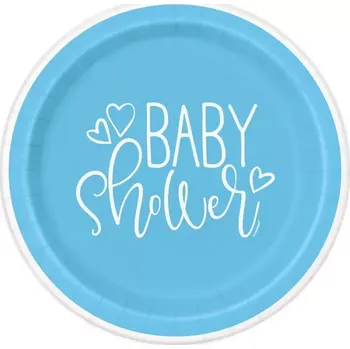 Talíř Papírové talíře Baby Shower modré - 18 cm