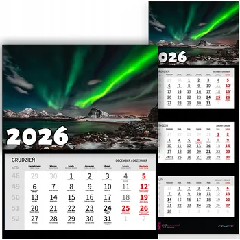 Kalendář TRÍDÍLNÝ KALENDÁŘ 2026 KANCELÁŘSKÝ | HVĚZDY ASTRONAUT KOSMOS STYL VZORY