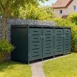 Kovový přístřešek pro 4 popelnice, antracit, 264×116×80 cm