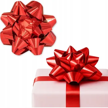 Stuha MAŠLE ČERVENÁ OZDOBNÁ MAŠLE NA DÁRKY, NAROZENINY, OSLAVY, VELKÁ 10 CM