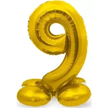 Balónek Stojící foliová číslice - zlatá 9 - 72 cm