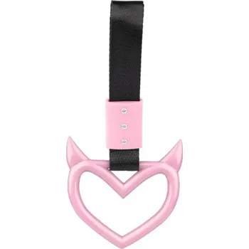 Rukojeť s ďábelským srdcem Upravená závodní rukojeť s popruhem na ruku Sportovní doplněk Různé barvy Odolná pohodlná rukojeť růžová