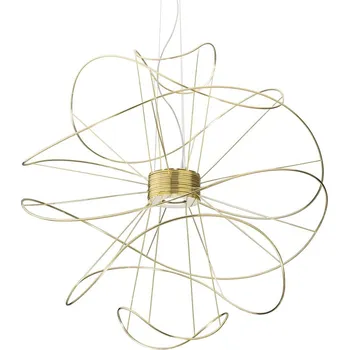 Axolight Hoops 6, zlaté závěsné designové svítidlo, 2x16W LED 3000K stmívatelné, prům. 100cm, výška 100cm