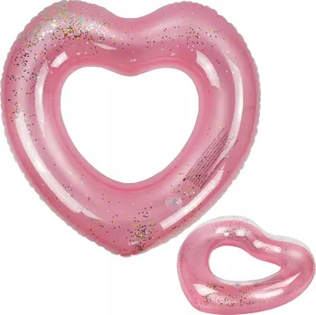 Nafukovací kruh NAFUKOVACÍ KRUH SRDCE RŮŽOVÉ S FLITRY NA PLAVÁNÍ