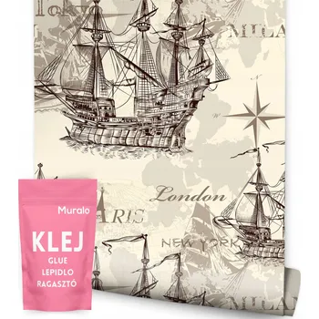 Fototapeta Tapeta pro mládež Lodě MAPA SVĚTA Plachetnice Dekorace
