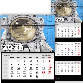 Kalendář KALENDÁŘ TŘÍDÍLNÝ 2026 KANCELÁŘSKÝ | KOSMOS ASTRONAUT STYL HVĚZDY VZORY