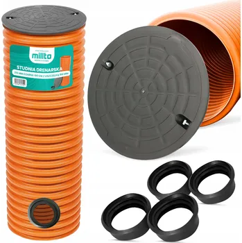 kanalizace DRENÁŽNÍ ŠACHTA Drenážní Studna 315 Víko Trubka 1m 4x TĚSNĚNÍ 200