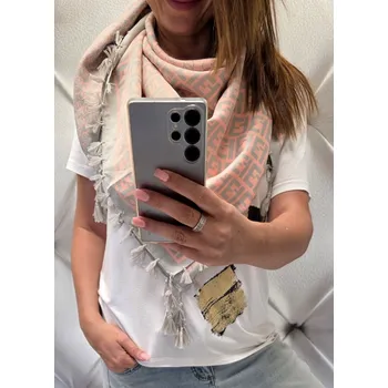 Šátek Sefaris oboustranný šedorůžový