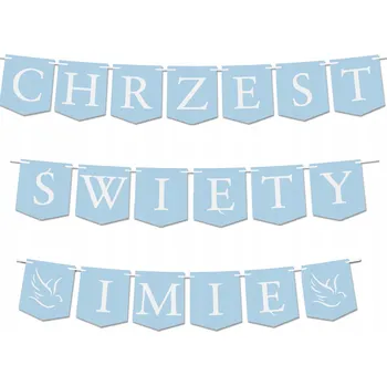 BANNER girlanda nápis CHRZEST ŚWIĘTY + IMIĘ dekorace závěsná nápis DIAMANT