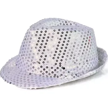 Klobouk Disco klobouk stříbrný s LED světlem