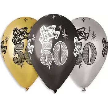 Balónek Latexový balonek metalický - potisk 50. narozeniny