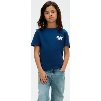 Dětské bavlněné tričko Calvin Klein Jeans IB0IB02544.9BYA modrá 95X, vel. 140