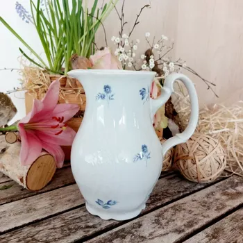 Konvice na čaj BERNADOTTE mlékovka 1000 ml, modrá květina, Thun 1794 (Porcelánový džbánek 2. jakost)