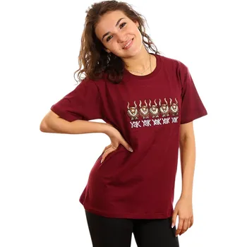 Pánské tričko Tričko "Yak Yak Yak" vínová Velikost: 40