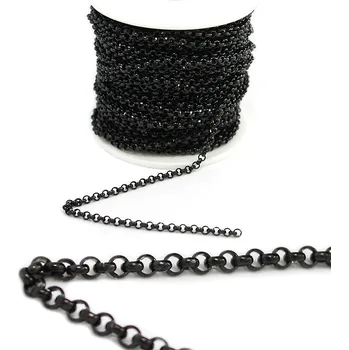 Materiál na výrobu šperku Rolo řetízek 3mm černý - 1m - 1m