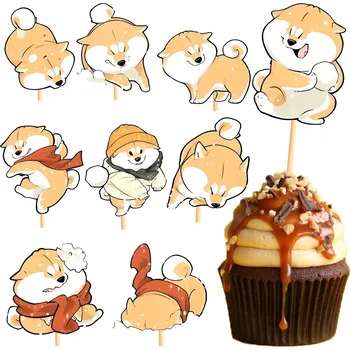 Obraz TOPER NA DORT TOPPER PES ŠIBA INU OZDOBA MUFFINY DEKORACE
