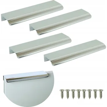 Moderní hranový nábytková úchytka pro skříňky a zásuvky, chrom, 120 / 96 mm