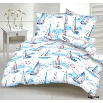 Povlečení Krepové povlečení 140x200 plachetnice kotvy námořnické knoflíky 100% bavlna