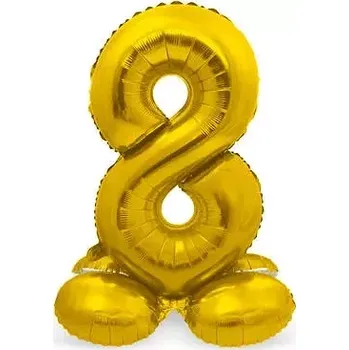 Balónek Stojící foliová číslice - zlatá 8 - 72 cm